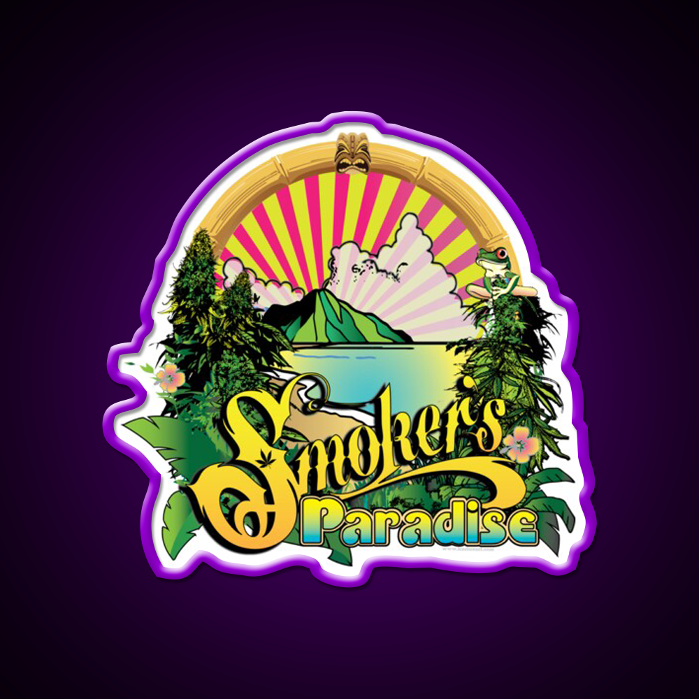 Smokers Paradise Hemp Inspired Green Leaf Led Neon Sign Rgb Color - LED neon sign view 9