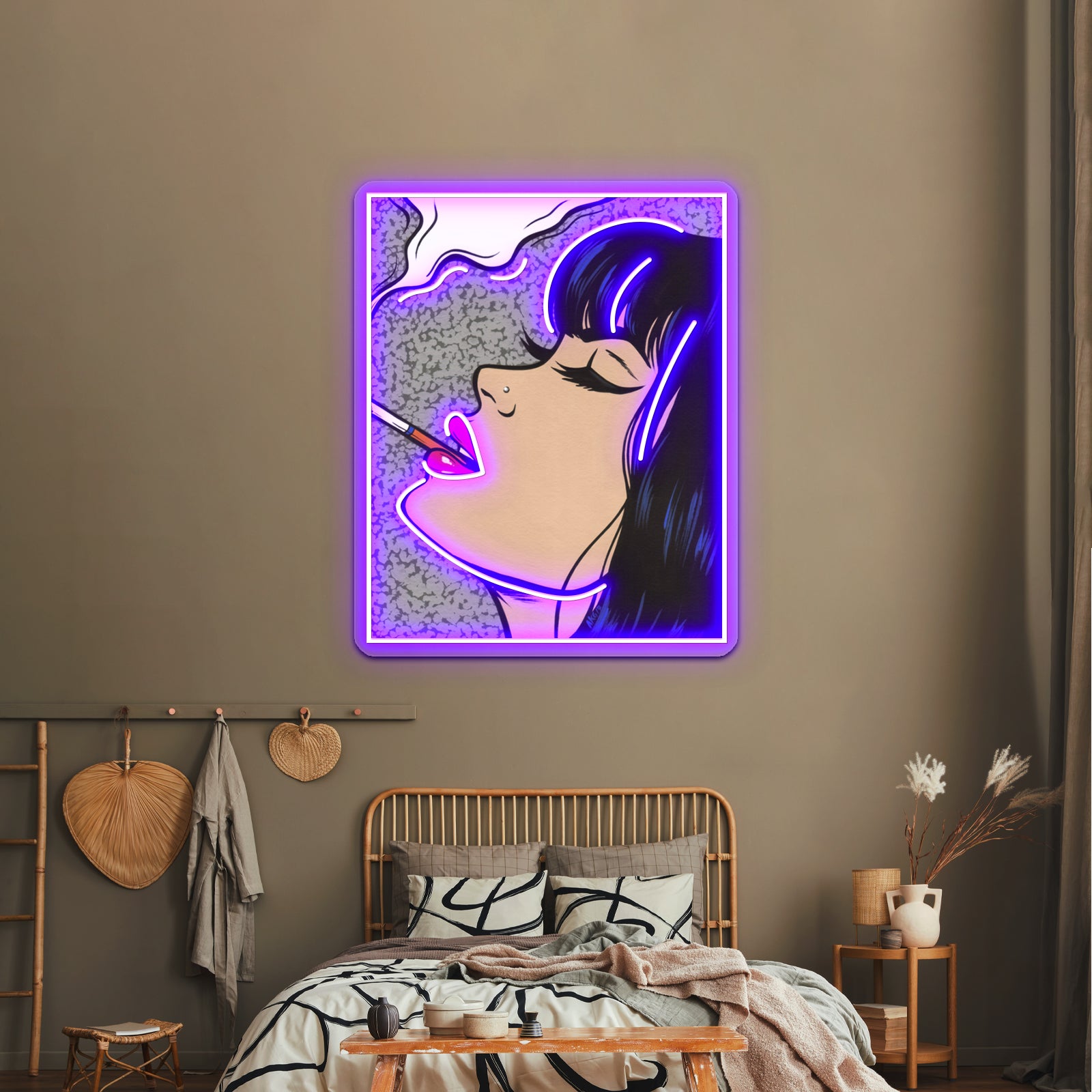 Smoking Comic Pop Art Girl Artwork Custom Led Signs | Shineneon