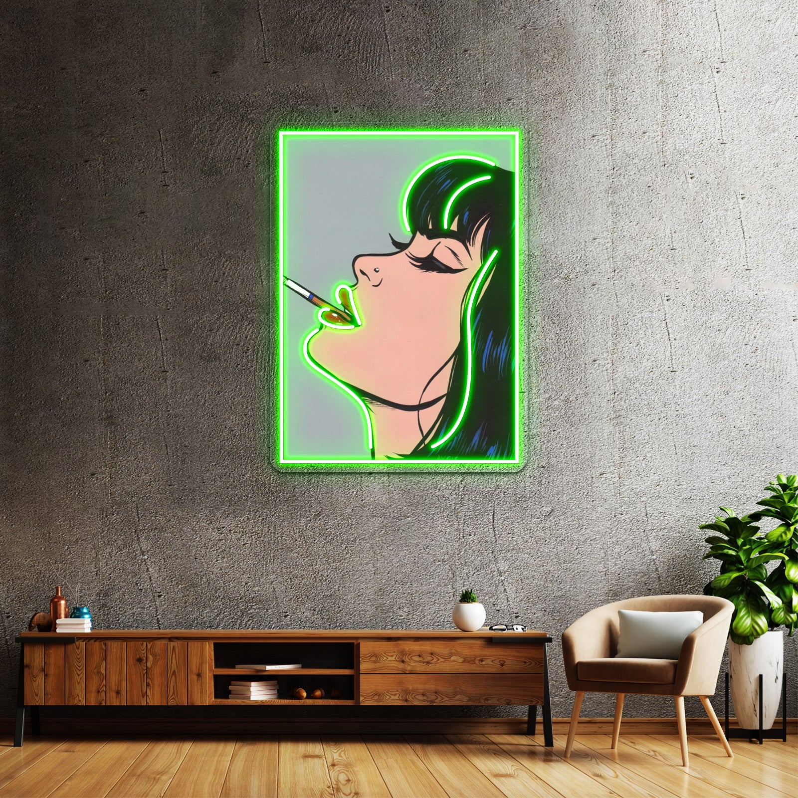Smoking Girl Artwork Custom Led Signs | Shineneon