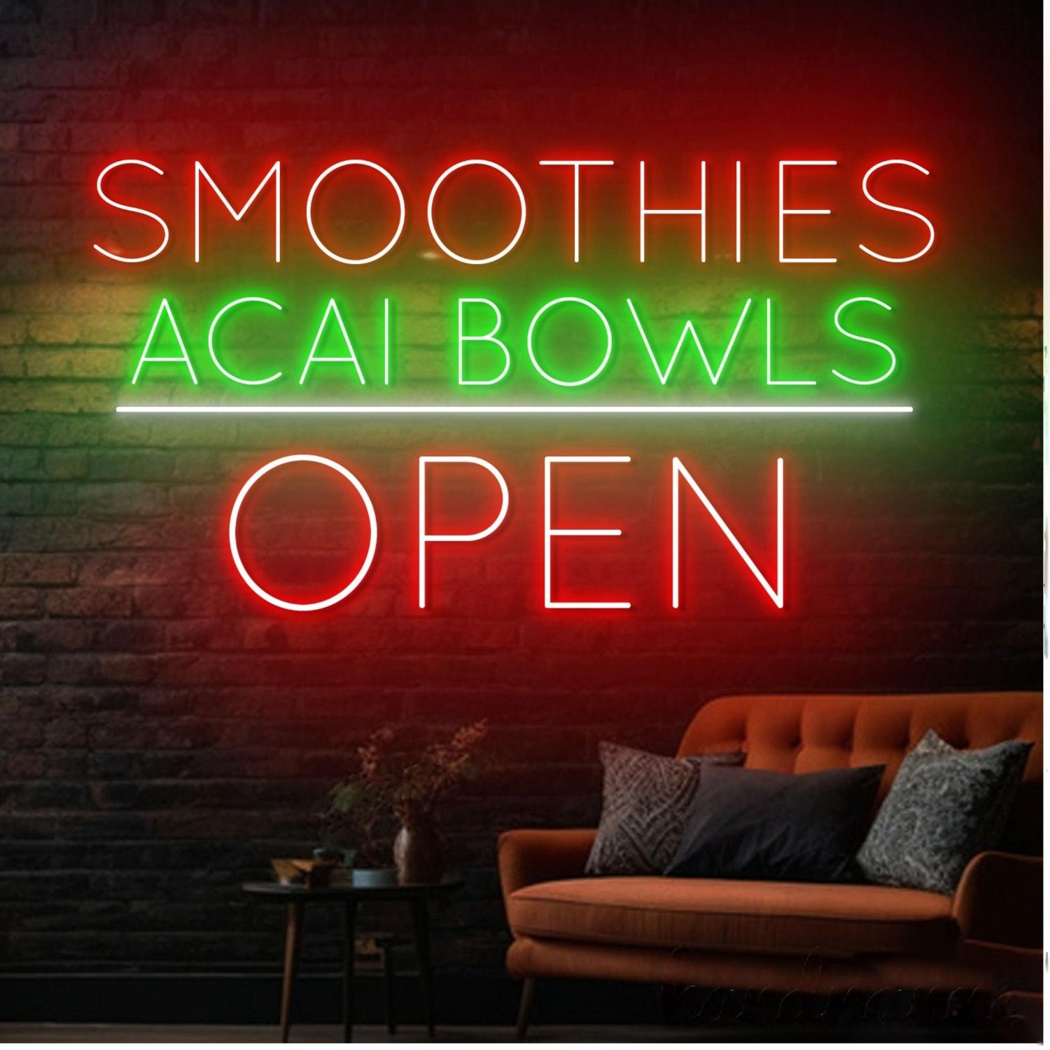 Smoothies Acai Bowls Fruit Open Led Neon Sign | Shineneon