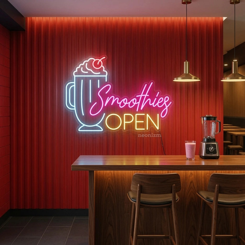 Smoothies Open Wall Decor LED Neon Sign - 02 High-Converting Product Image