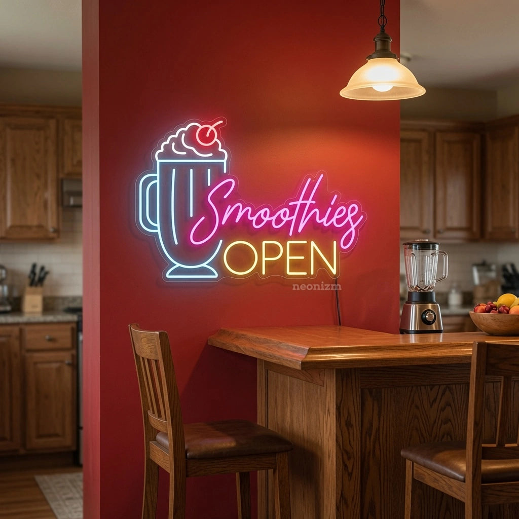 Smoothies Open Wall Decor LED Neon Sign - 03 Real Lifestyle Scene