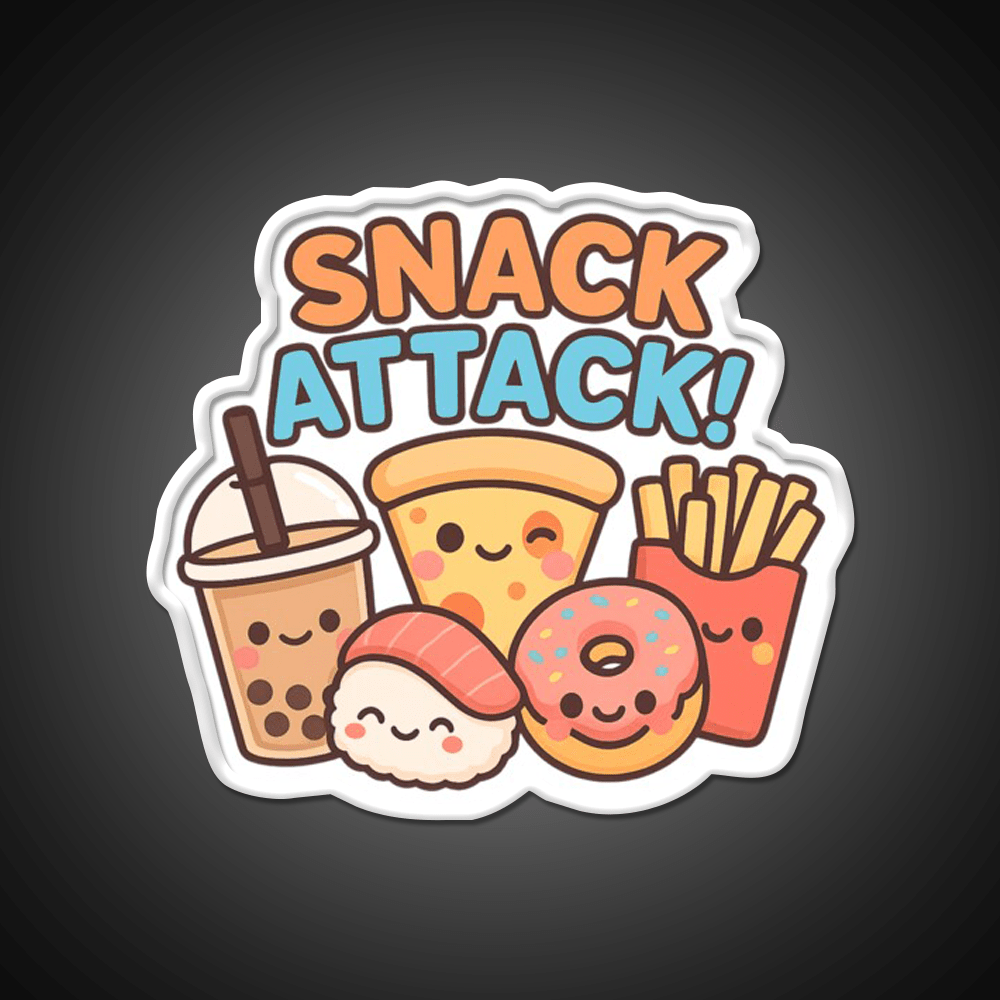 Snack Attack Cute Kawaii Food Friends Snack Food Led Neon Sign Rgb Color - Shineneon