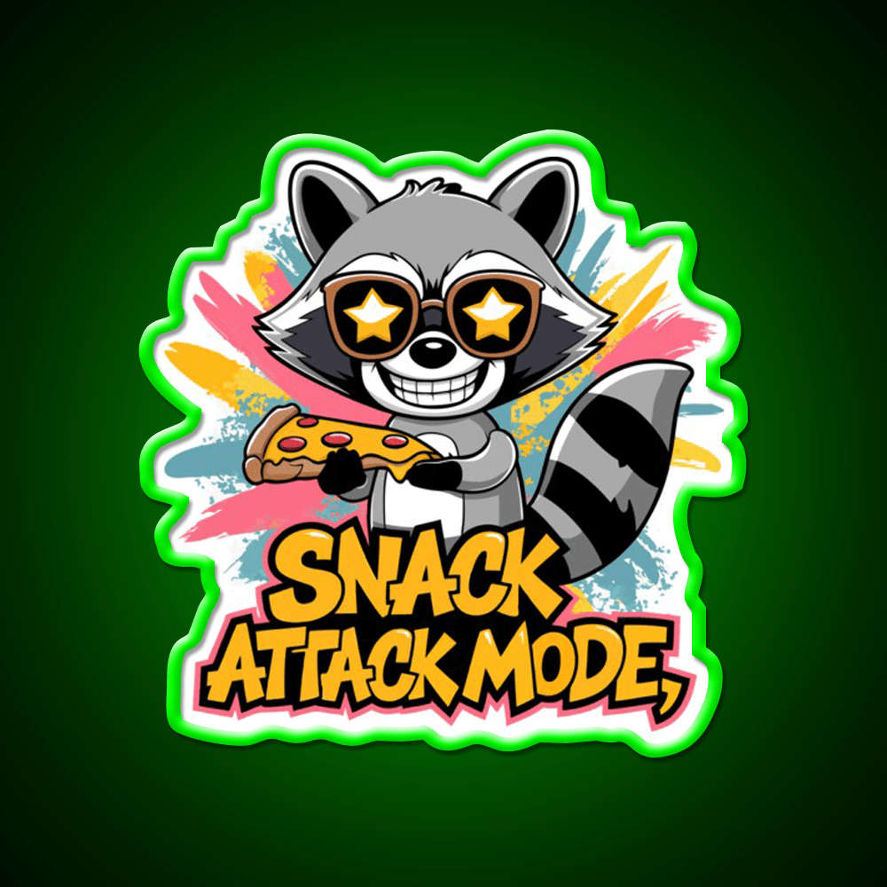 Snack Attack Mode Raccoon Snack Food Led Neon Sign Rgb Color - Shineneon