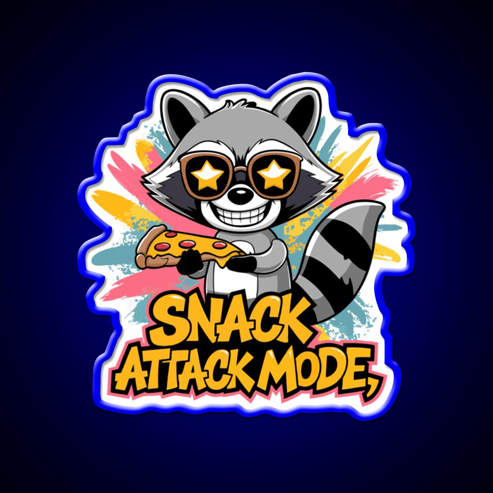 Snack Attack Mode Raccoon Snack Food Led Neon Sign Rgb Color - Shineneon
