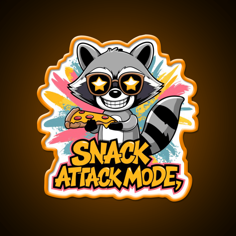 Snack Attack Mode Raccoon Snack Food Led Neon Sign Rgb Color - Shineneon