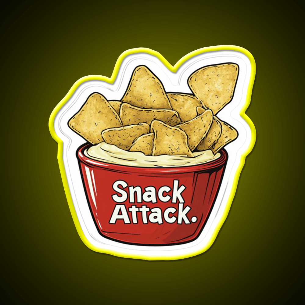 Snack Attack Potato Chip And Dip Bowl Snack Food Led Neon Sign Rgb Color - Shineneon