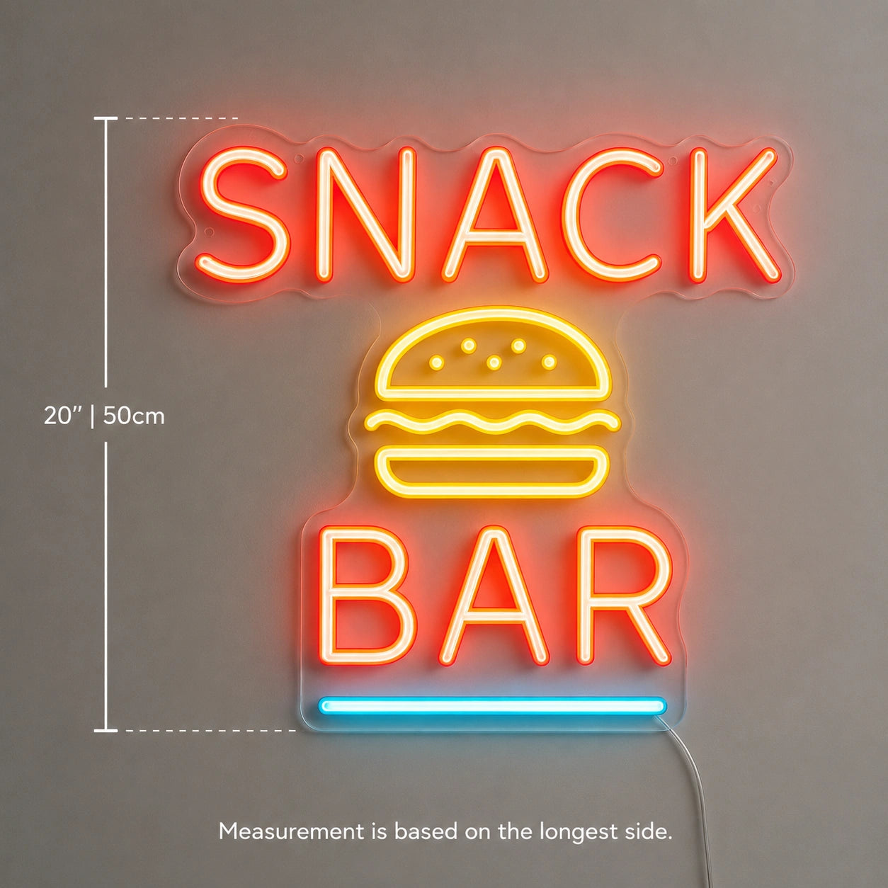 Snack Bar Burger Neon Sign LED Neon Sign size image