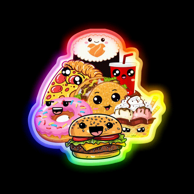 Snack Buddies Snack Food Led Neon Sign Rgb Color - LED neon sign close-up detail