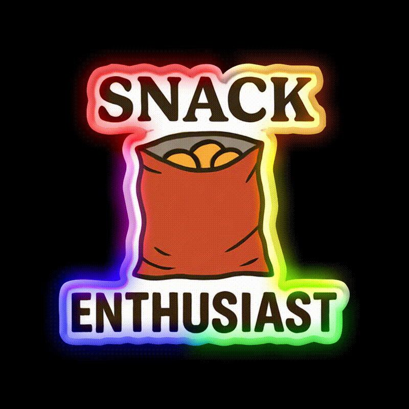 Snack Enthusiast Food Lover Potato Chips Snack Food Led Neon Sign Rgb Color - LED neon sign close-up detail