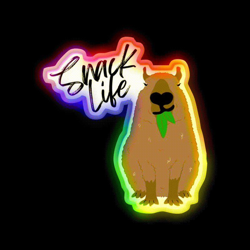 Snack Life Capybara Snack Food Led Neon Sign Rgb Color - LED neon sign close-up detail