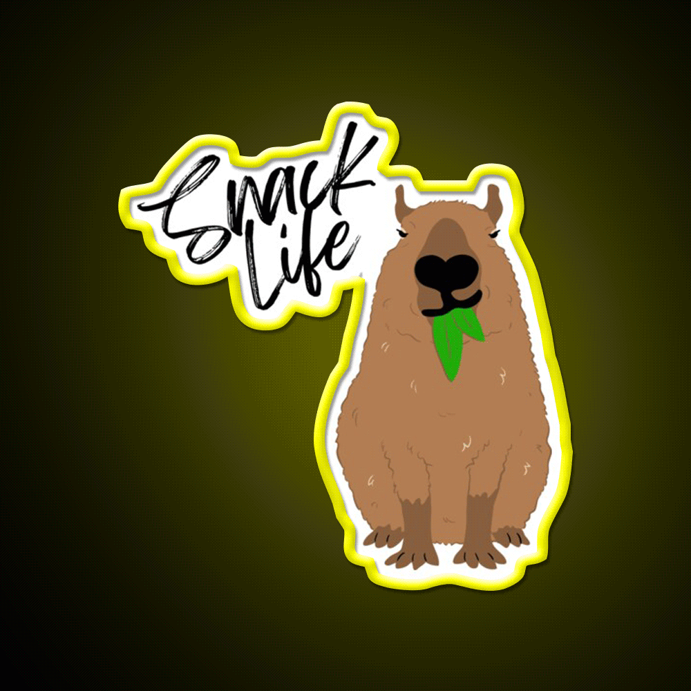 Snack Life Capybara Snack Food Led Neon Sign Rgb Color - Custom LED neon sign front view