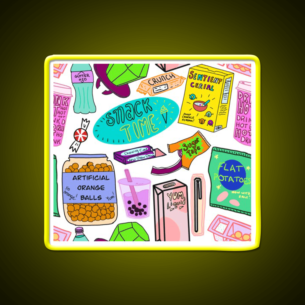 Snack Time Snack Food Led Neon Sign For Snack Room Rgb Color - Shineneon