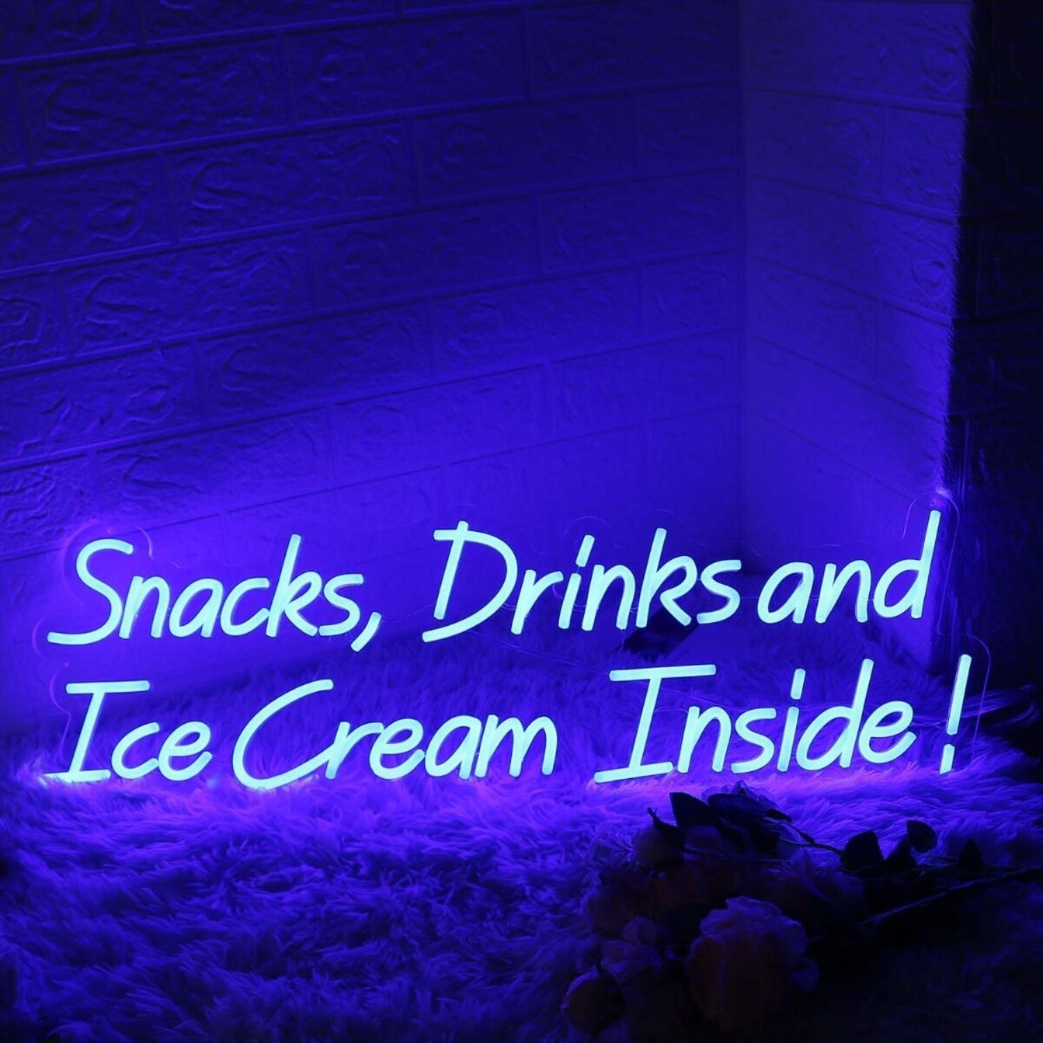 Snacks Drinks And Ice Cream Inside Blue Led Neon Sign - Shineneon