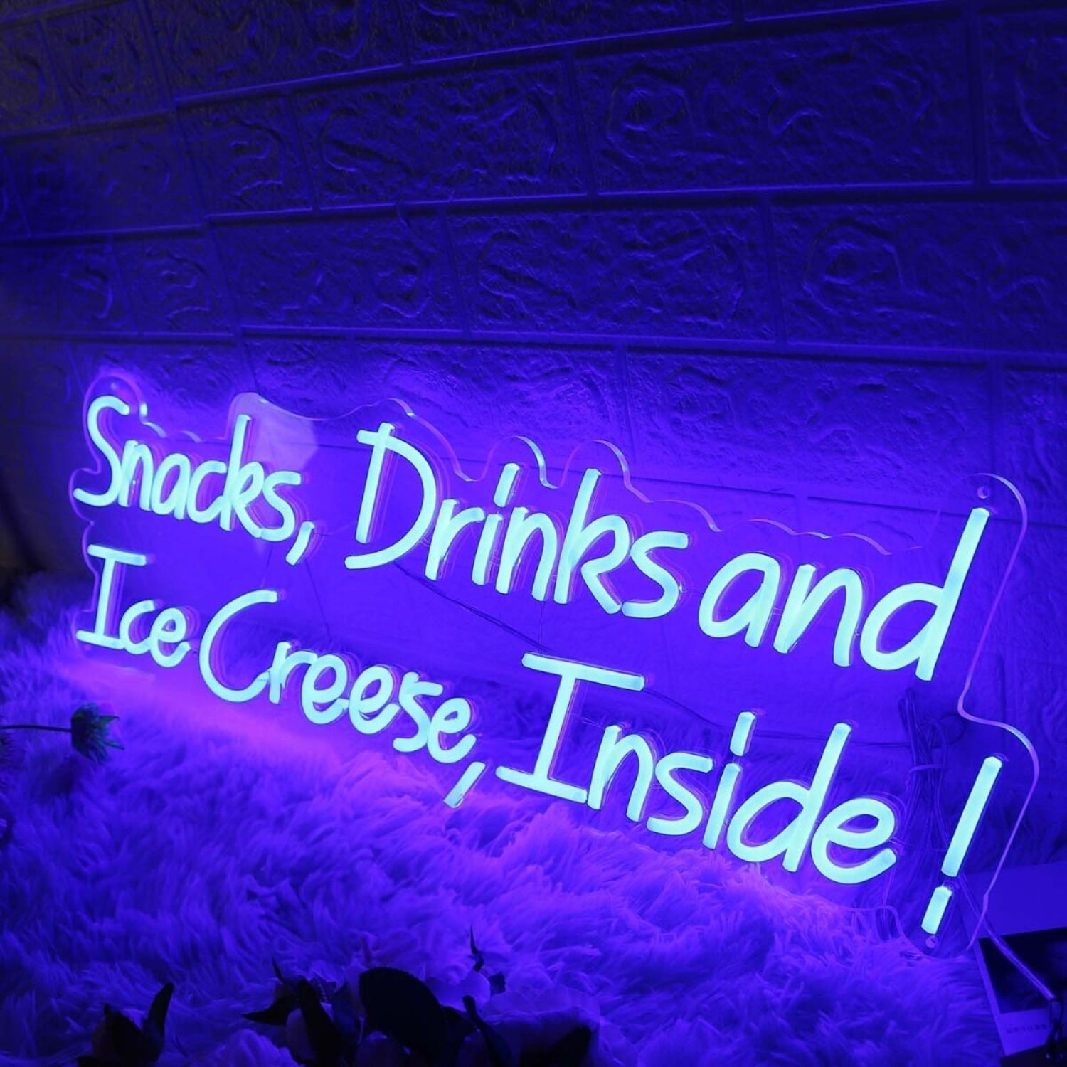 Snacks Drinks And Ice Cream Inside Blue Led Neon Sign - Shineneon