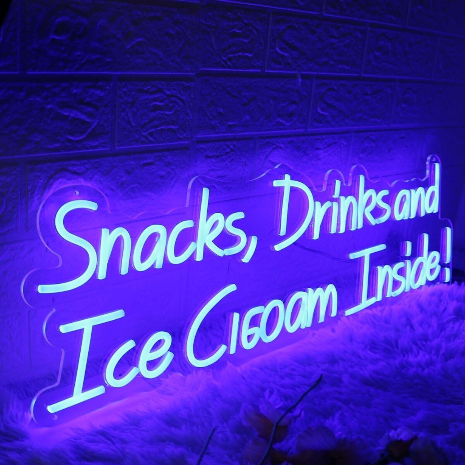 Snacks Drinks And Ice Cream Inside Blue Led Neon Sign - Shineneon