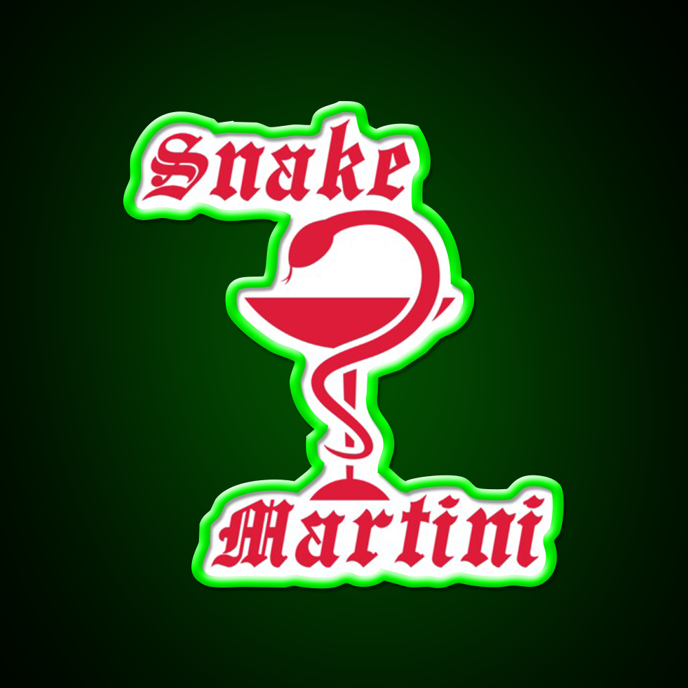 Snake Martini Gothic Venom Cocktail Man Cave Bar Led Neon Sign Rgb Color