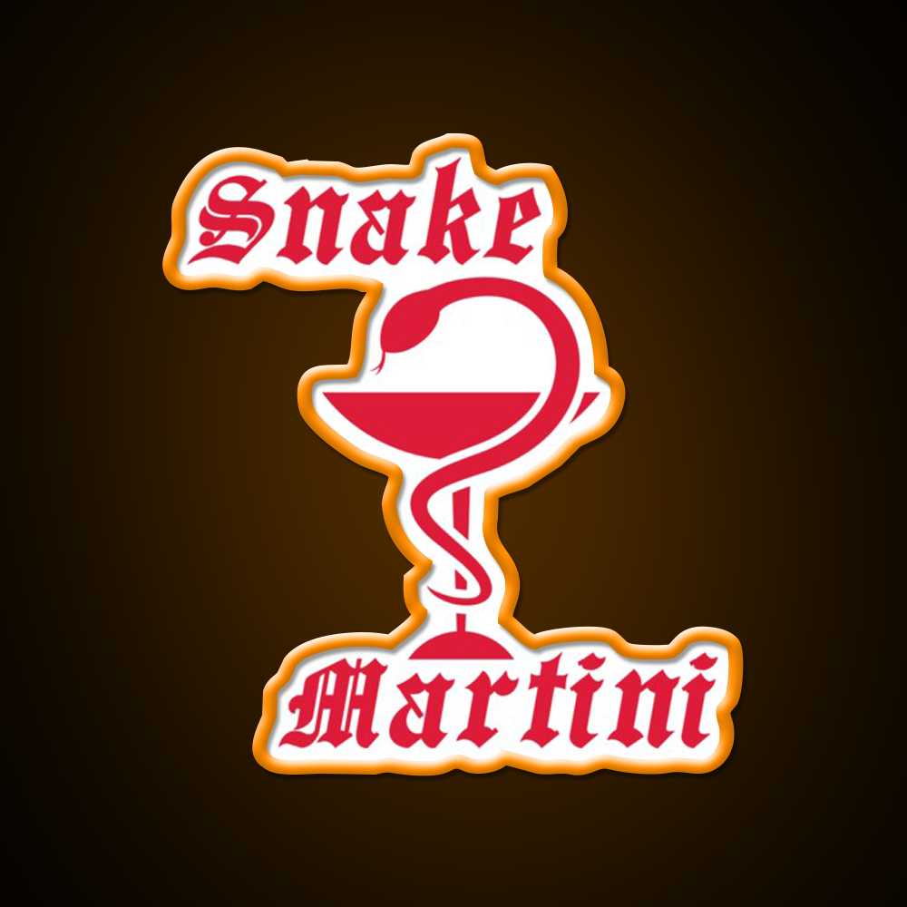 Snake Martini Gothic Venom Cocktail Man Cave Bar Led Neon Sign Rgb Color