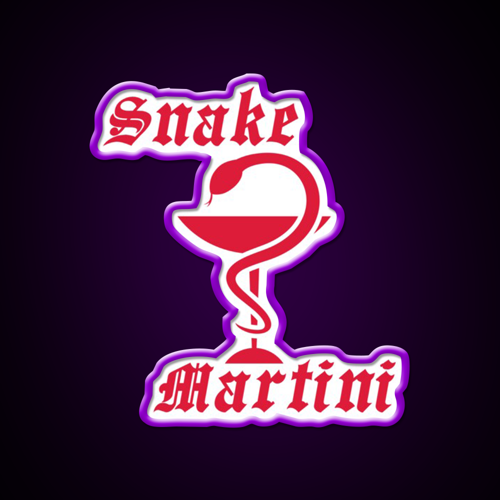 Snake Martini Gothic Venom Cocktail Man Cave Bar Led Neon Sign Rgb Color