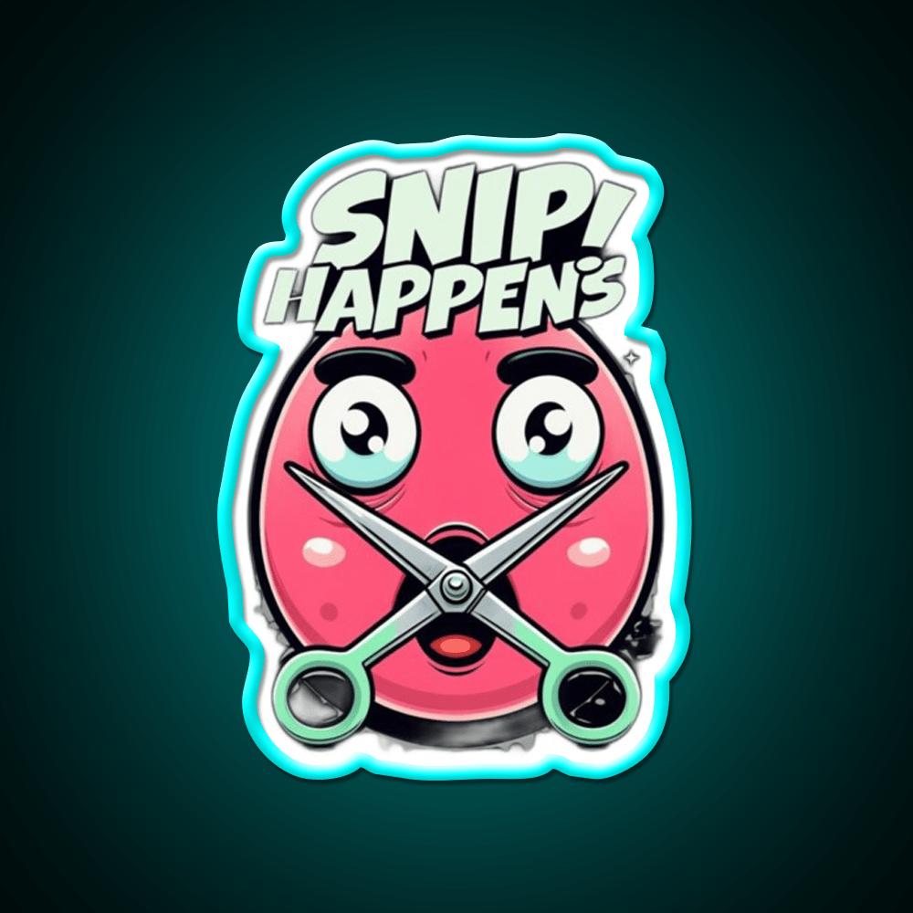 Snip Happens Funny Barber Shop Haircut Led Neon Sign - Shineneon