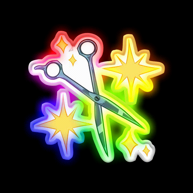 Snippy Scissors Barber Shop Haircut Led Neon Sign - LED neon sign close-up detail