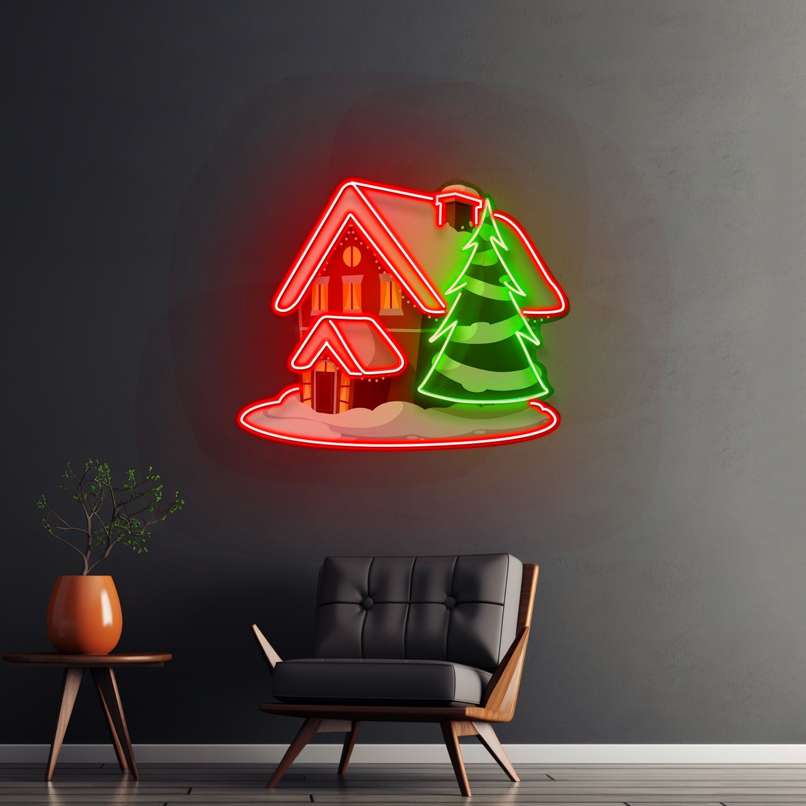 Snow House Christmas Led Neon Sign Artwork For Sale - Shineneon