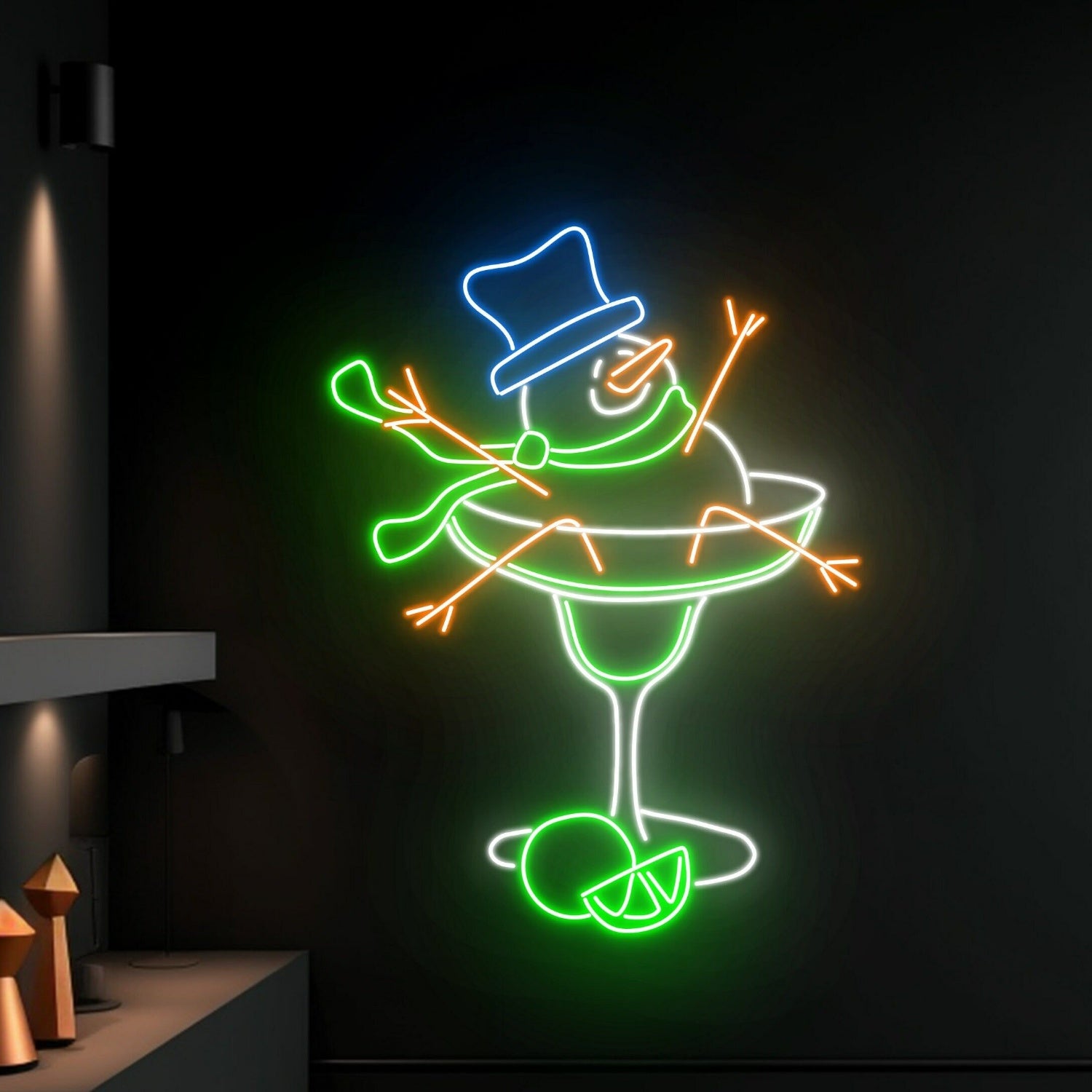 Snowman Margarita Led Neon Sign Restaurant Decor | Shineneon