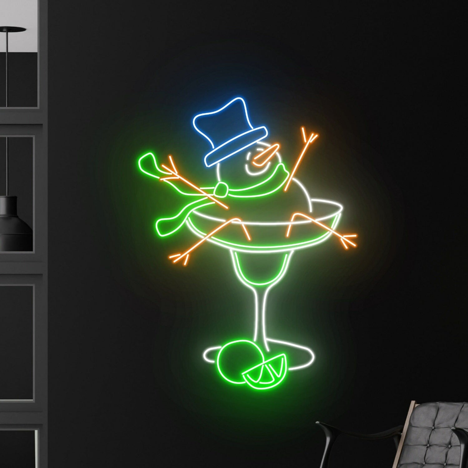Snowman Margarita Led Neon Sign Restaurant Decor | Shineneon