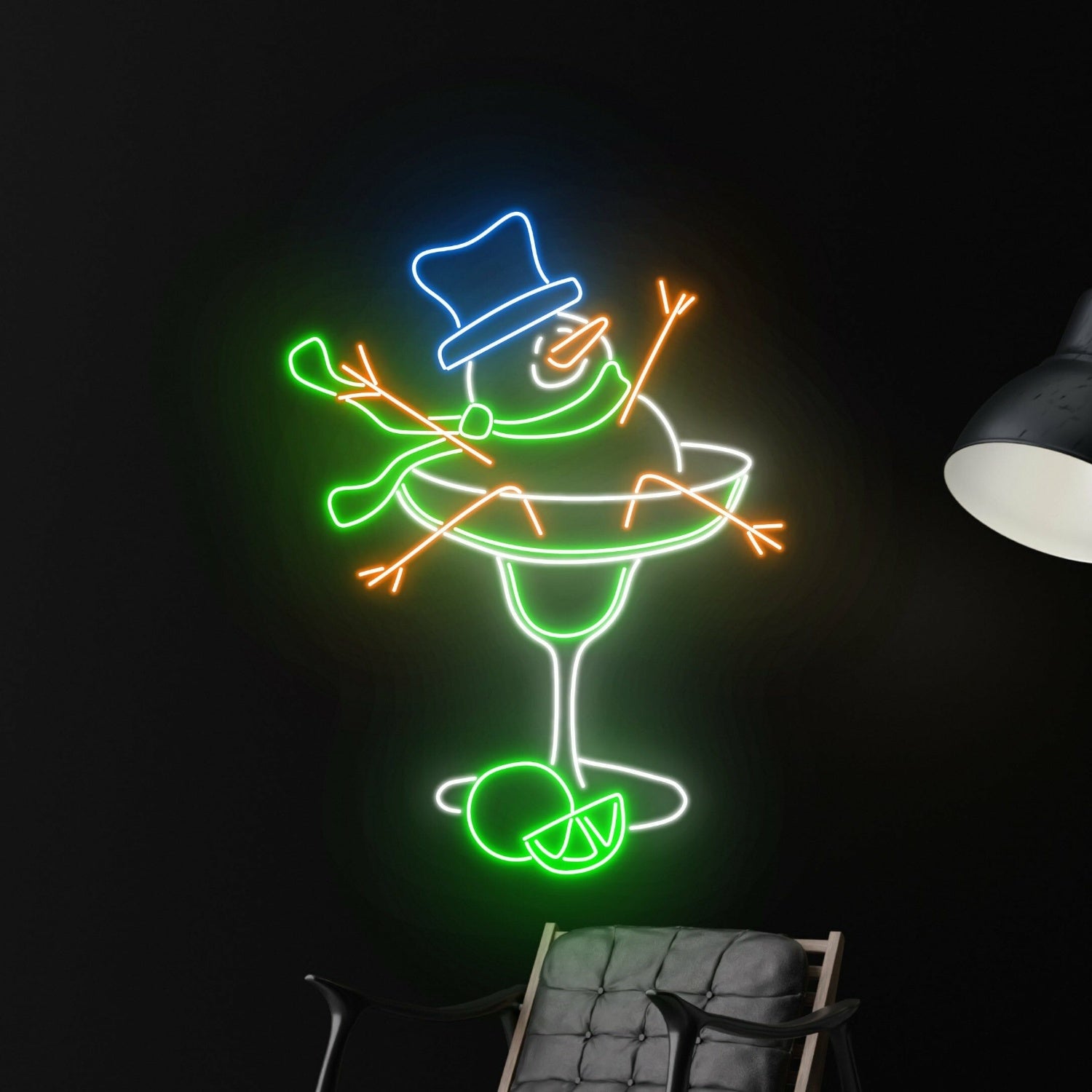 Snowman Margarita Led Neon Sign Restaurant Decor | Shineneon