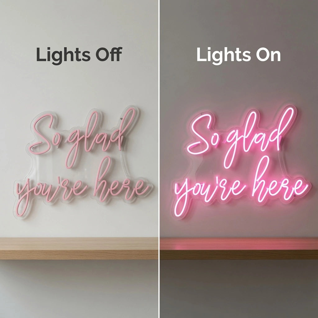 So Glad You're Here LED Neon Sign Home Wall Art - 06 Day Night Comparison