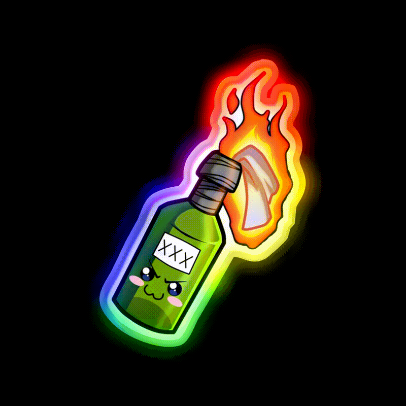 So Kowaii Molotov Cocktail Bar Decor Led Neon Sign Rgb Color - LED neon sign close-up detail