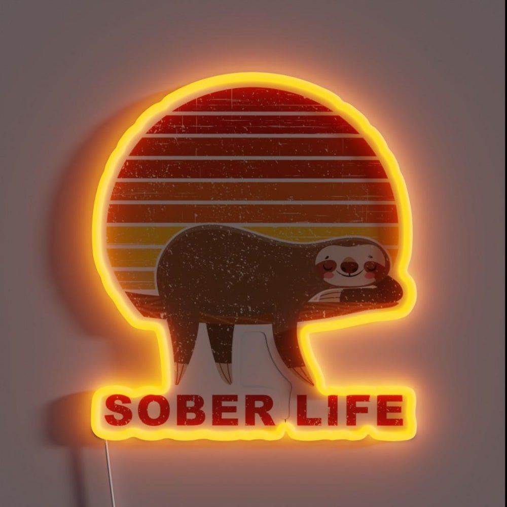Sober Life Sloth Retro Sunset Rgb Led Neon Sign - Shineneon