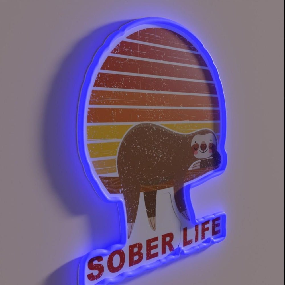 Sober Life Sloth Retro Sunset Rgb Led Neon Sign - Shineneon