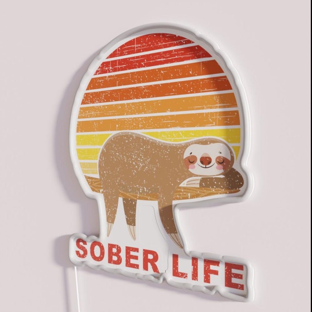 Sober Life Sloth Retro Sunset Rgb Led Neon Sign - Shineneon