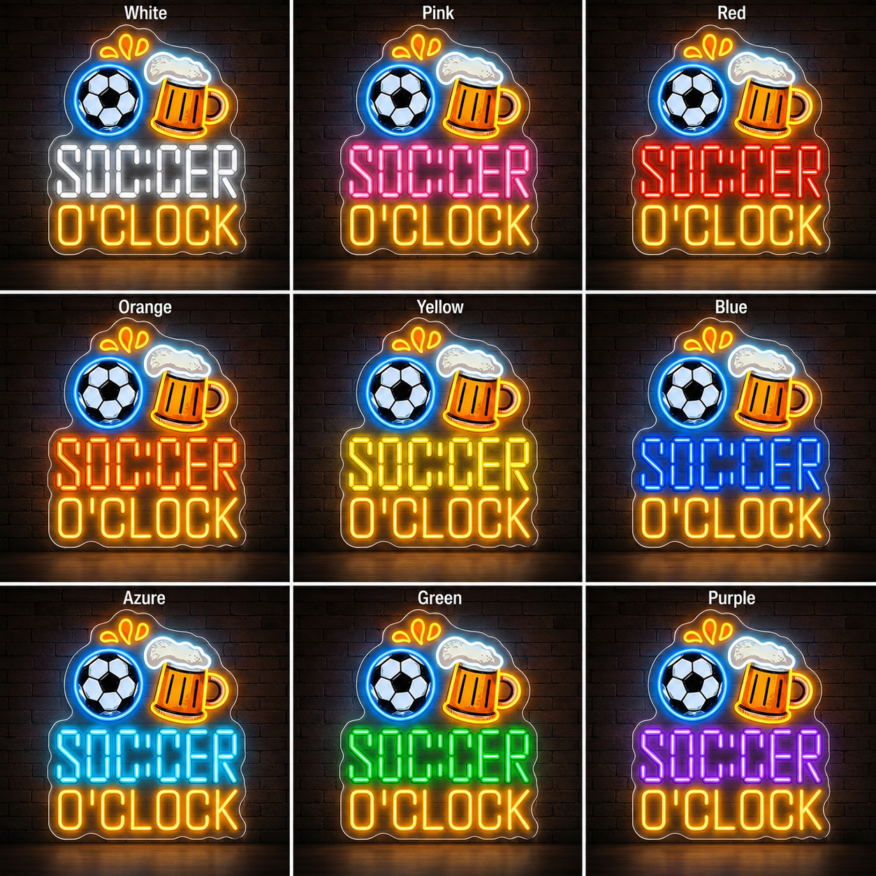 Soccer Ball Practice Room LED Neon Sign color grid