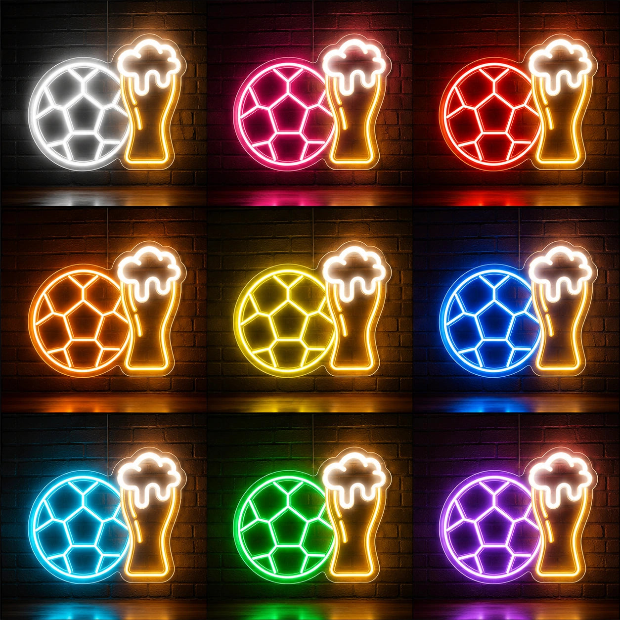 Soccer Beer Bar Neon Sign LED Neon Sign color grid