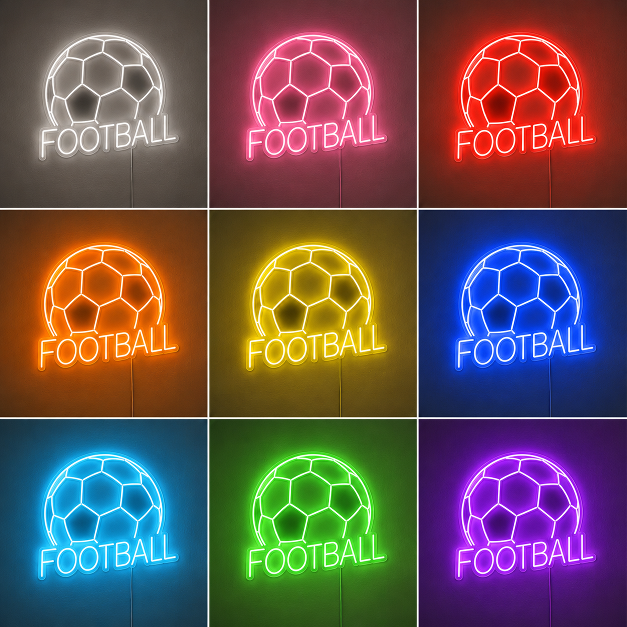 Soccer Fan Room Practice Room LED Neon Sign color grid