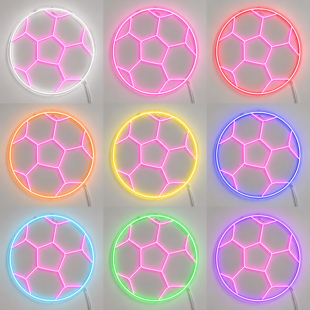 Soccer Player Silhouette Display Wall LED Neon Sign color grid