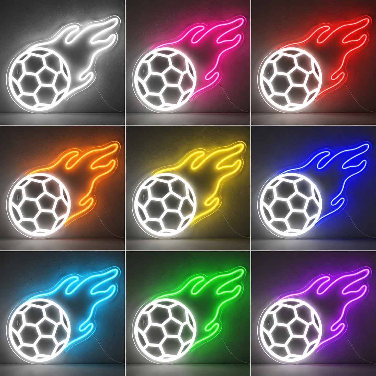 Soccer Training Sports Room LED Neon Sign color grid