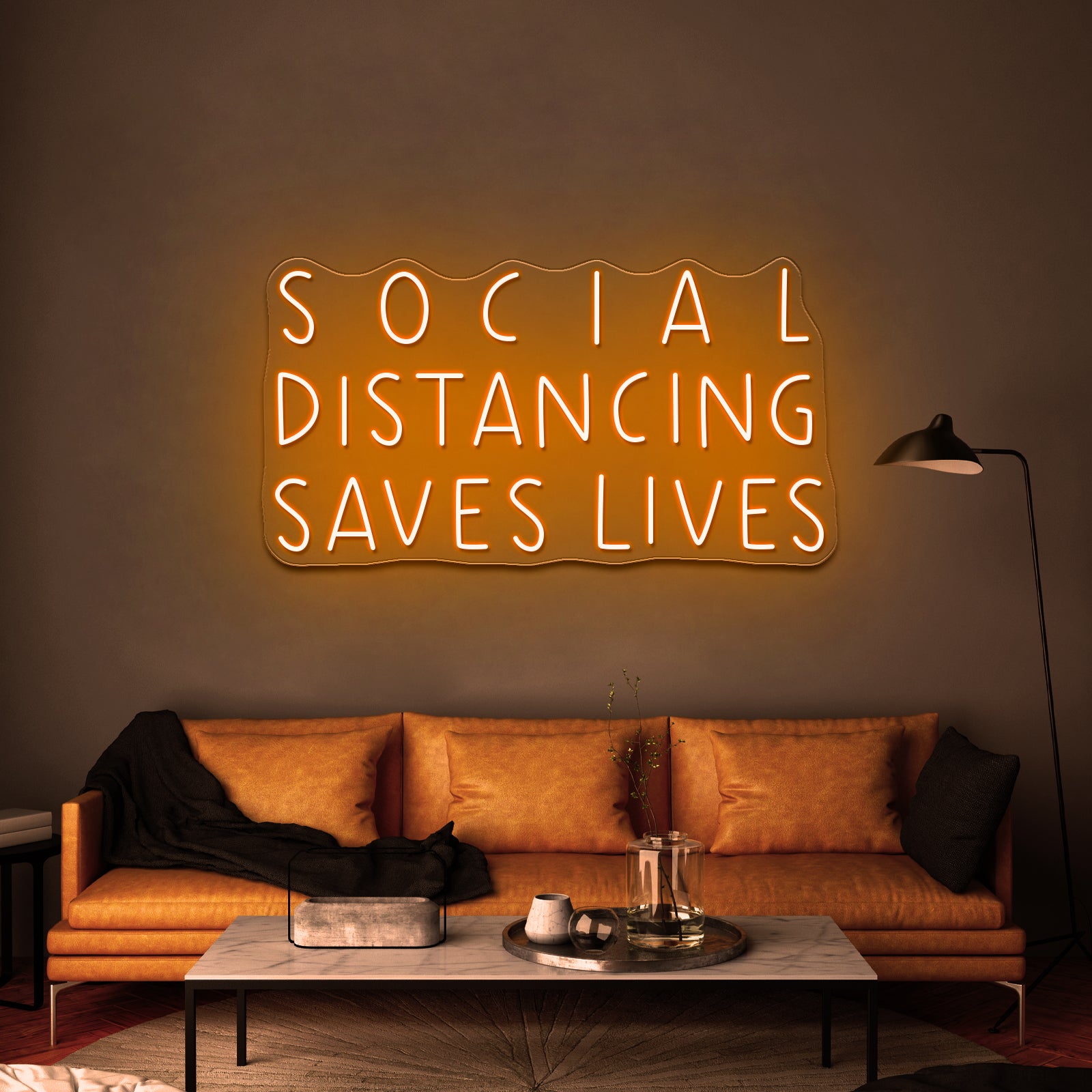 Social Distancing Saves Lives Pandemic Artwork Neon Sign Wall Art | Shineneon
