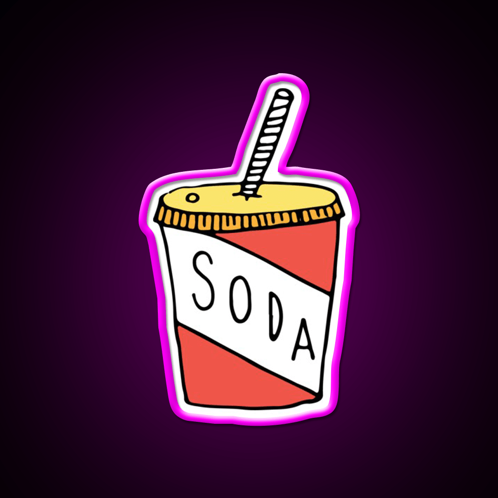 Soda Cup Doodle Fast Food Led Neon Sign For Burger Place Rgb Color - Shineneon