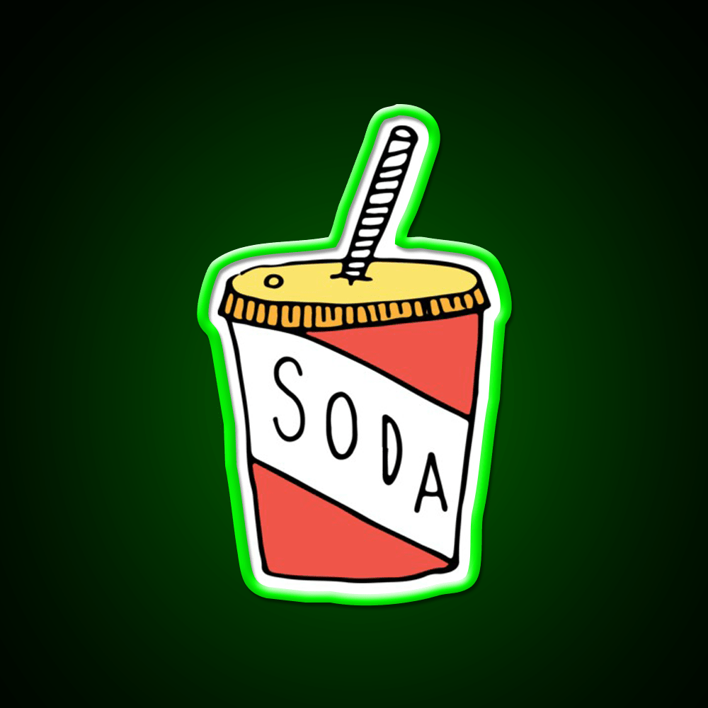 Soda Cup Doodle Fast Food Led Neon Sign For Burger Place Rgb Color - Shineneon