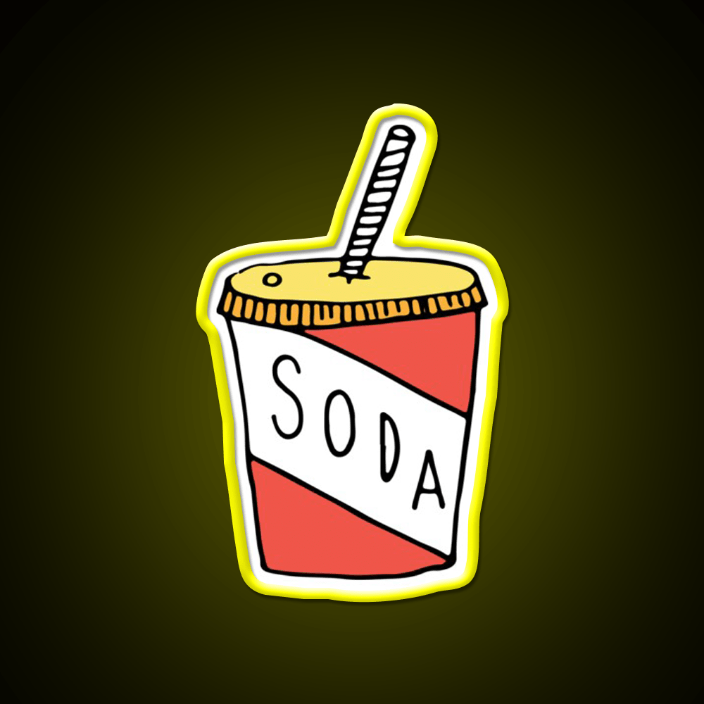 Soda Cup Doodle Fast Food Led Neon Sign For Burger Place Rgb Color - Shineneon