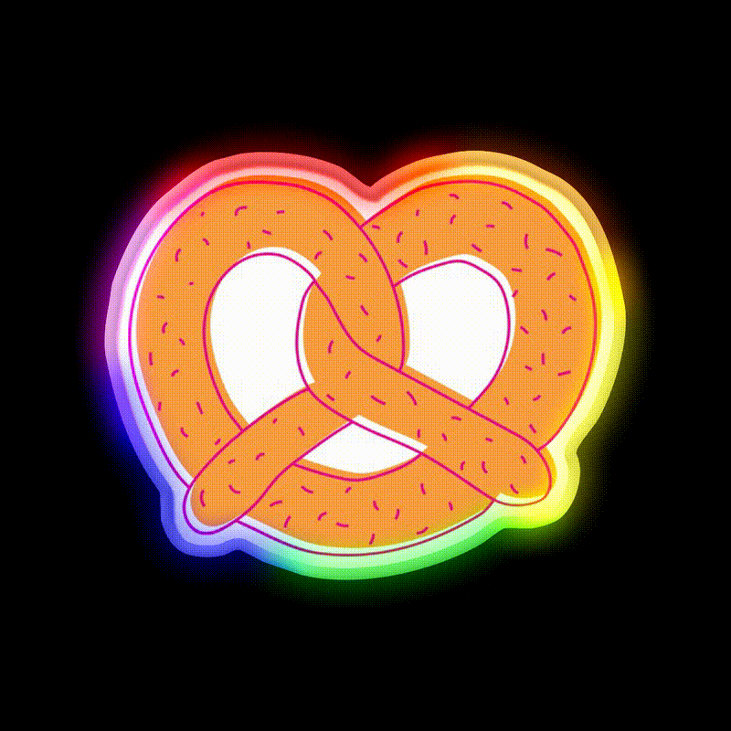 Soft Pretzel Snack Food Led Neon Sign Rgb Color - LED neon sign close-up detail