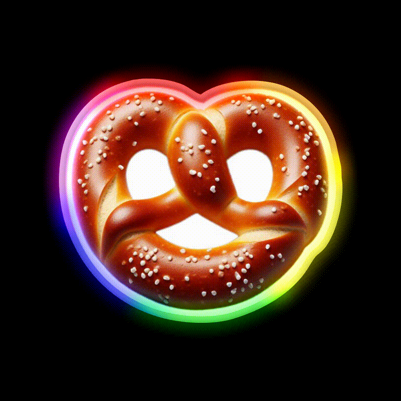 Soft Salted Pretzel Photo Realistic Snack Food Led Neon Sign Rgb Color - LED neon sign close-up detail