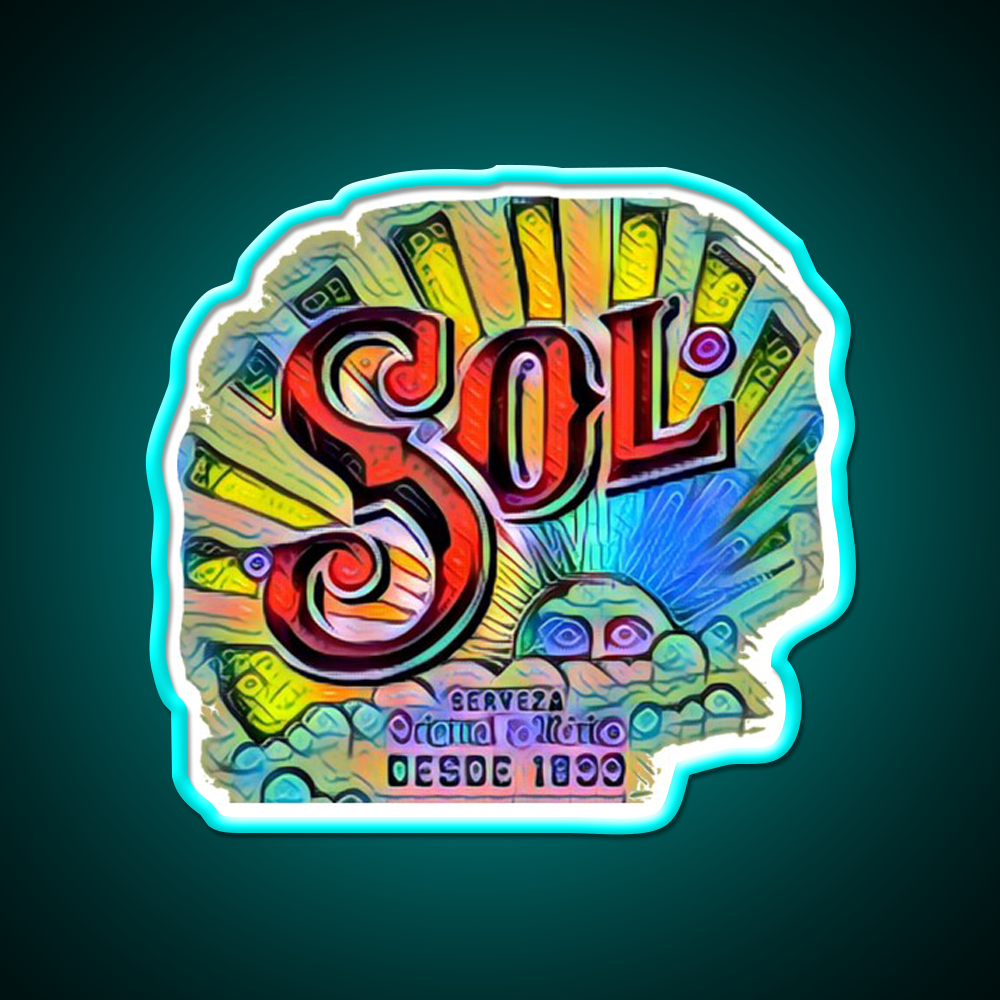Sol Cerveza Beer Bar Decor Led Neon Sign Wall Art Rgb Color - Size and dimension reference