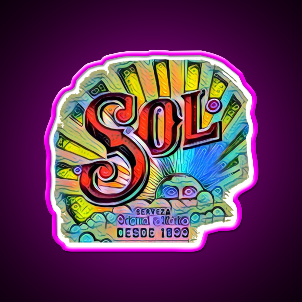 Sol Cerveza Beer Bar Decor Led Neon Sign Wall Art Rgb Color - Neon sign mounted on wall in room