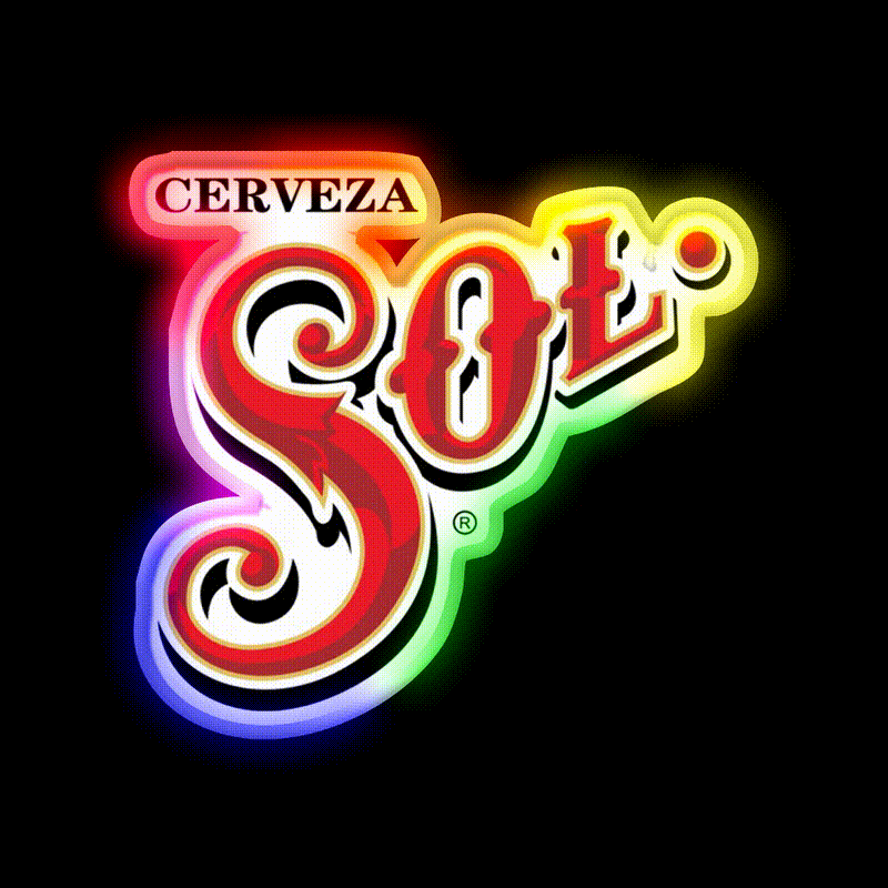 Sol Mexican Beer Bar Decor Led Neon Sign Rgb Color - LED neon sign close-up detail