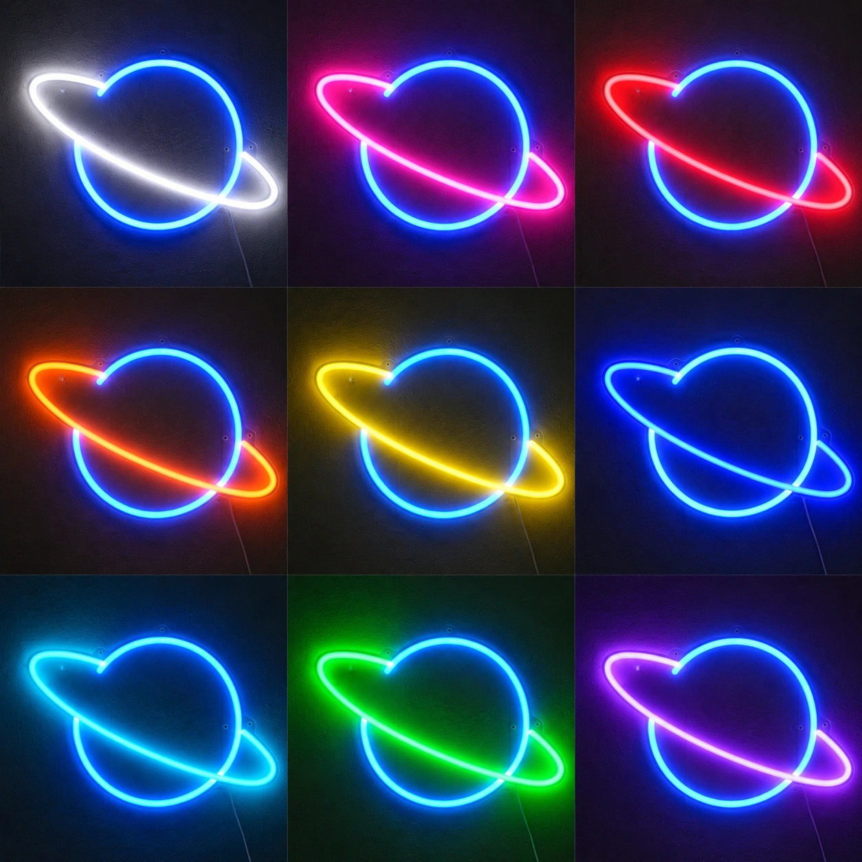 Solar Ring Planet Neon Sign LED Neon Sign color grid