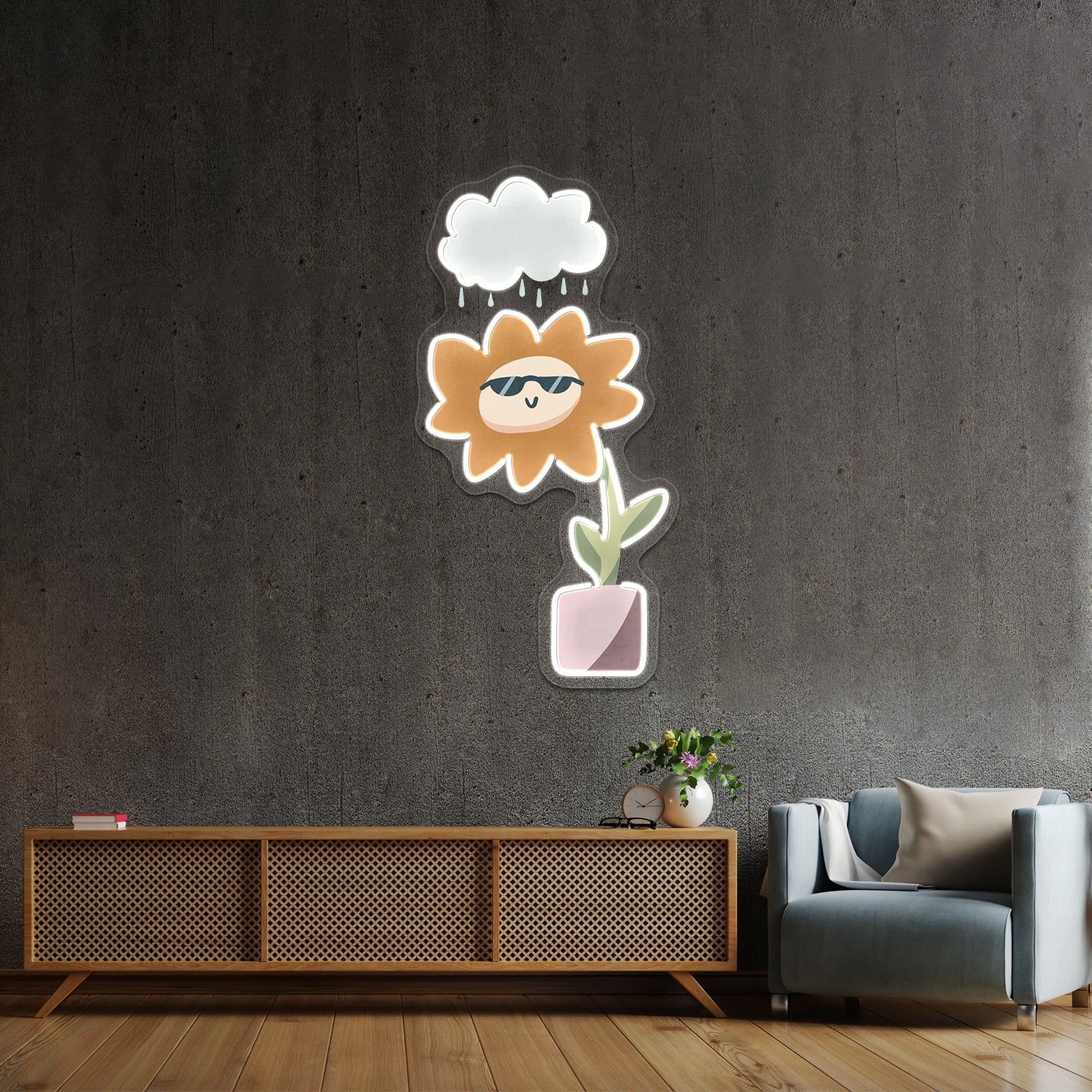 Sometimes Sad Always Rad Flower Mental Health Artwork Custom Led Signs | Shineneon